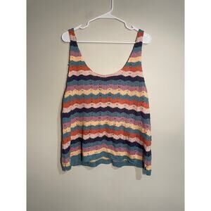 Aerie Colorful Striped Knit Scoop Neck Tank Size XL